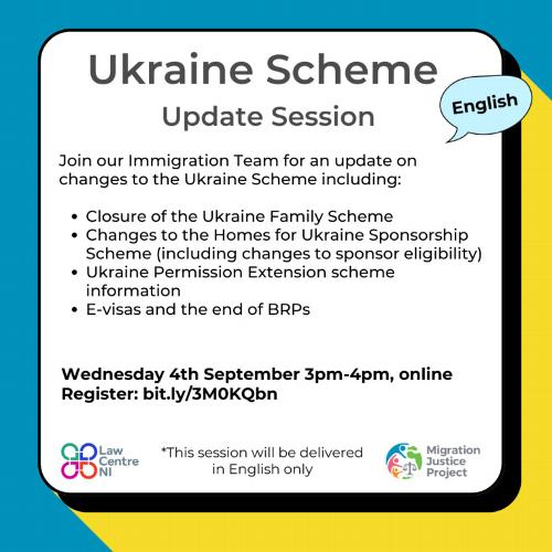 Ukraine Scheme Update Sessions (English & Ukrainian) Wednesday 4th September 2024